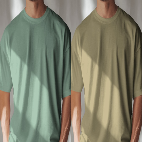 Oversized T-Shirt Solid - Saga Green & Gold Yellow