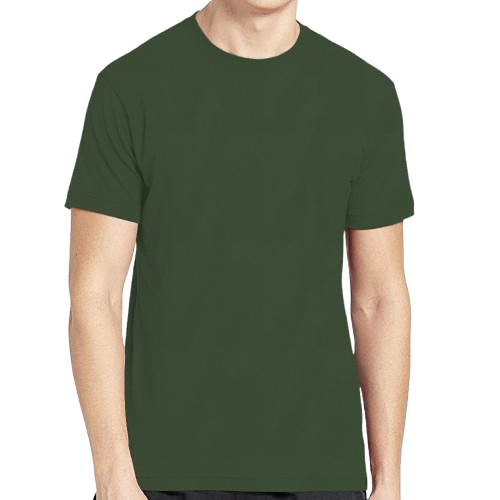 Olive Green Plain Round Neck T-Shirt